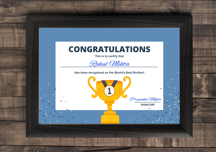 Personalised Certificate for Brother - Between Boxes Gifts