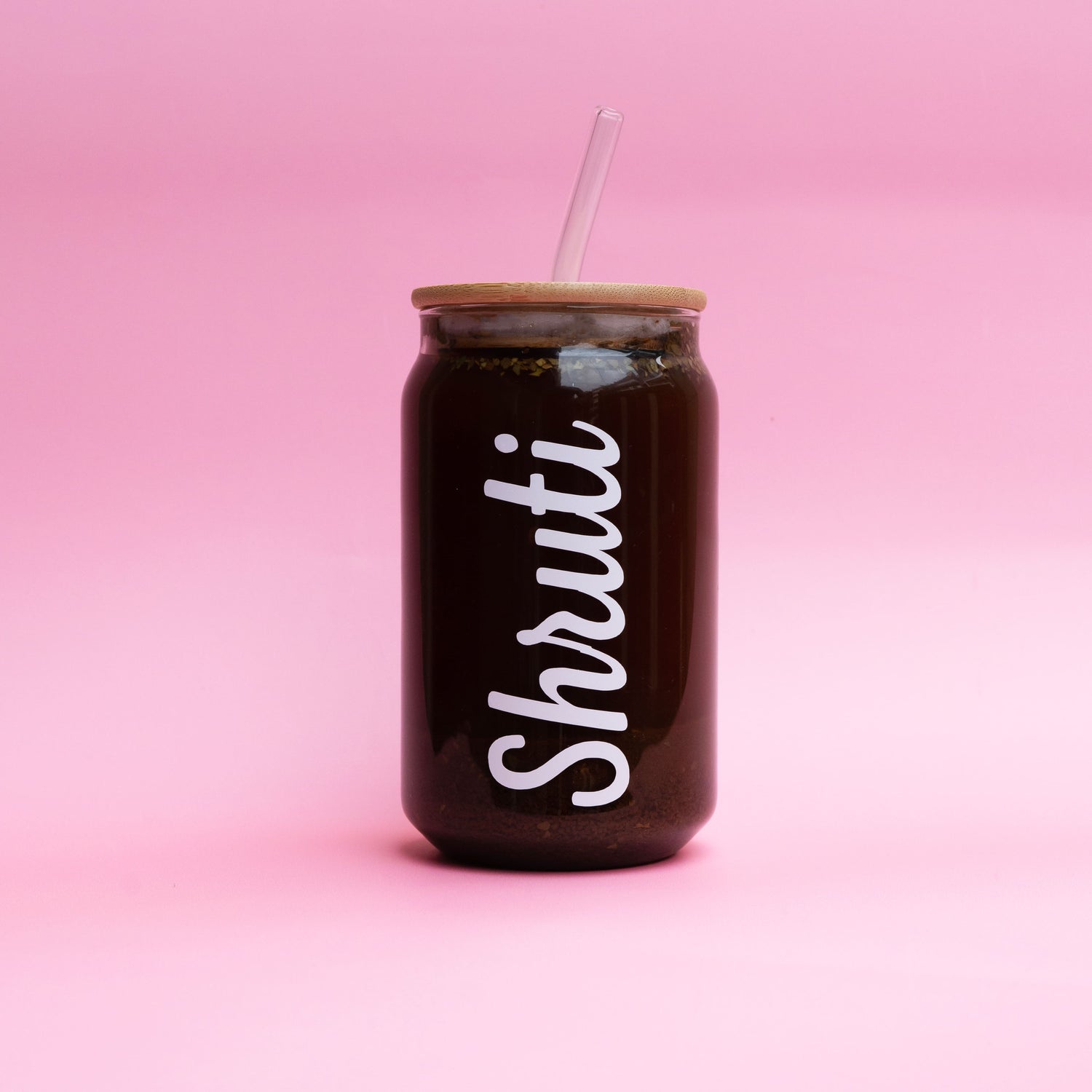 Personalized Glass Tumbler With Wooden Lid