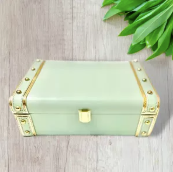Leather Trunk Box – Green - Between Boxes Gifts