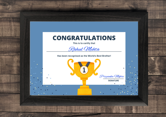 Personalised Certificate for Brother - Between Boxes Gifts