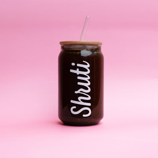 Personalized Glass Tumbler With Wooden Lid