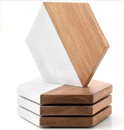 Marble Wooden Coasters - 2