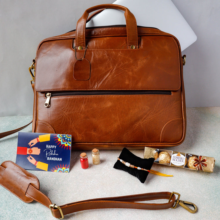 Genuine leather laptop bag