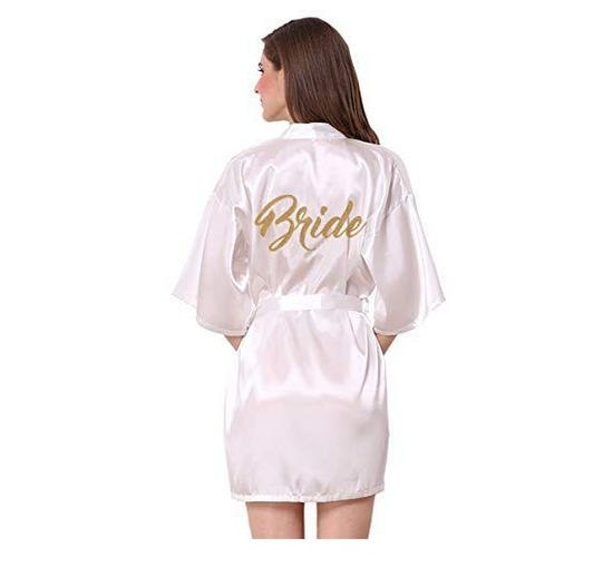 Bride White satin robe