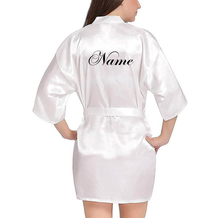 Bridesmaid white satin robe