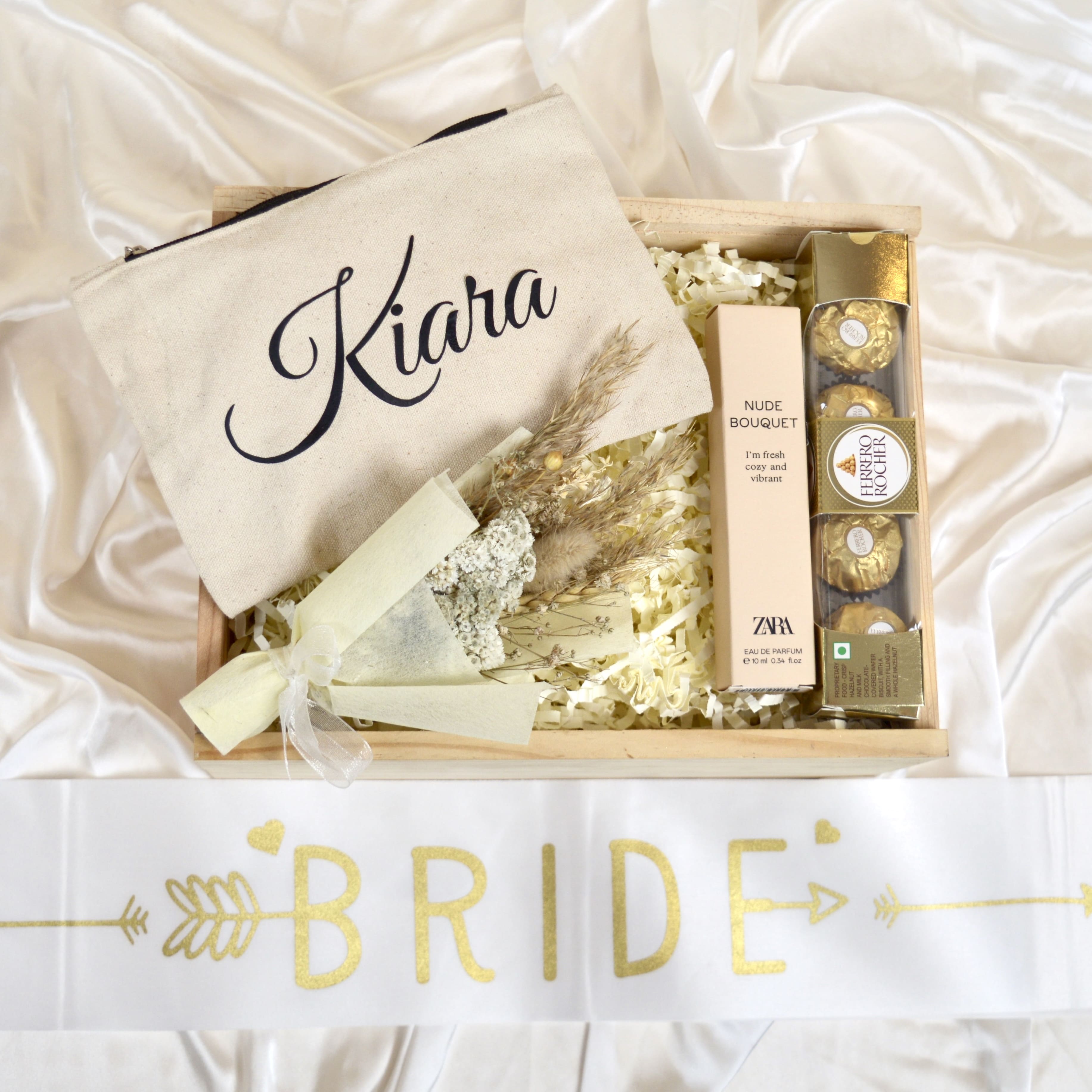 Perfect gifts for the Bride to be  customised bride-to-be hampers –  Between Boxes Gifts