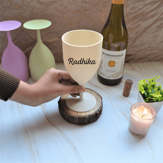 Personalised Wine Glass(Assorted pastel colours) (7 inch) - Between Boxes Gifts